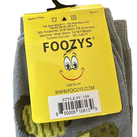 NWT Foozys Grey Pickle Crew Socks Women's One Size - Picture 3 of 3